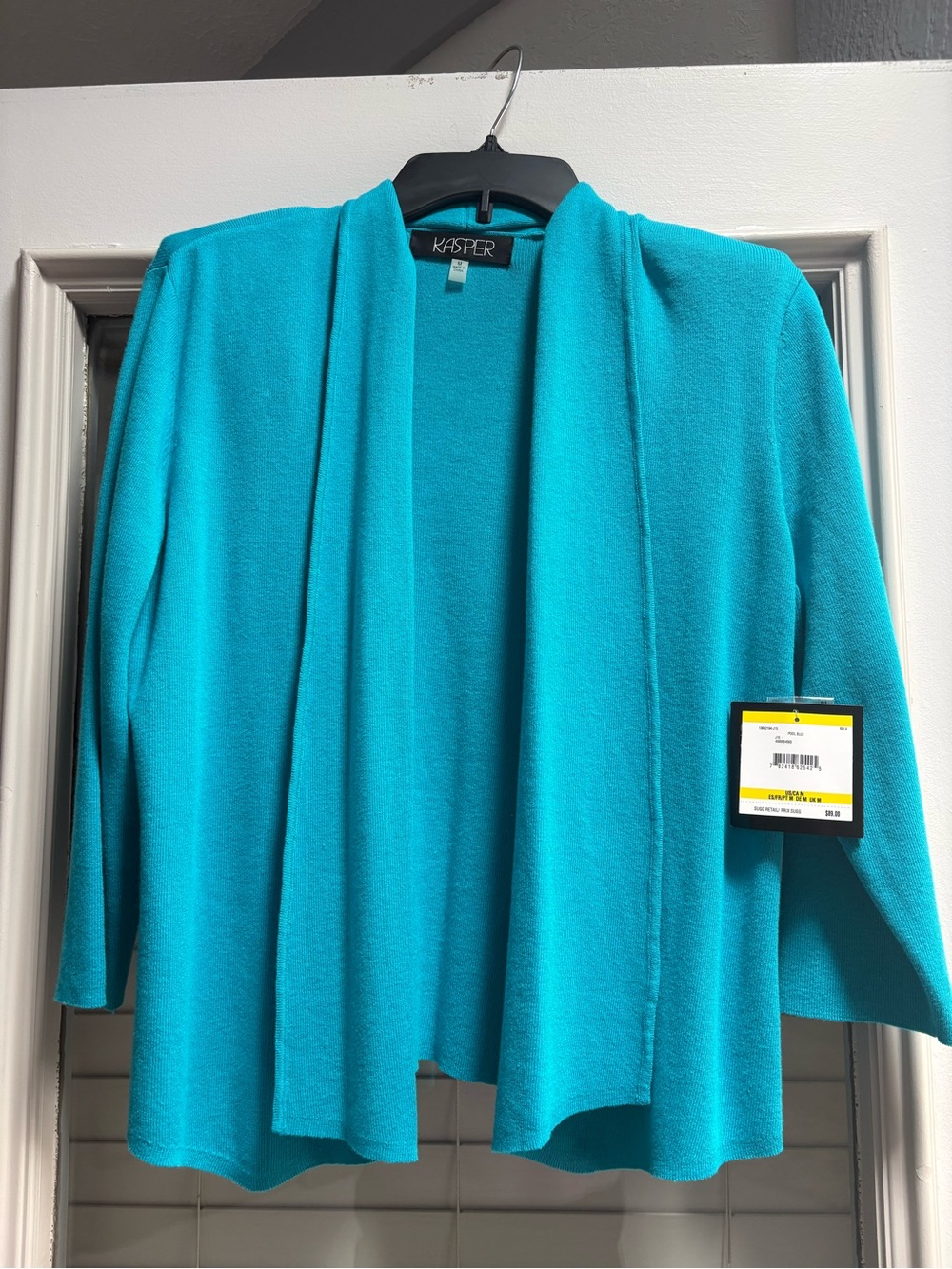 Kasper Open-Front Cardigan in Bright Teal